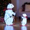White-Red Metal Fabric Skiing Polar Bears with LED Lights 2 PCS Set